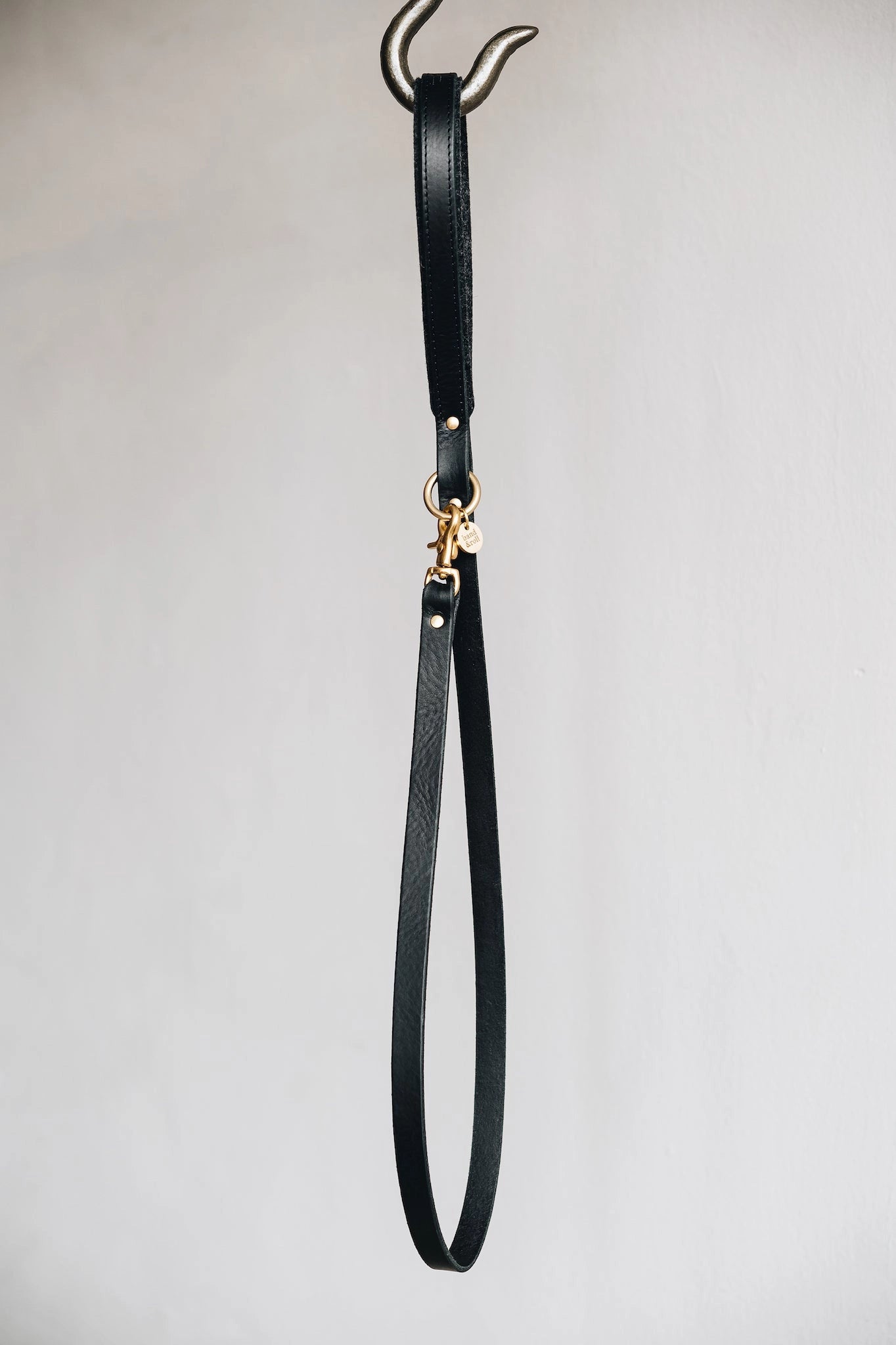 Leichte kurze Lederleine. Schwarz