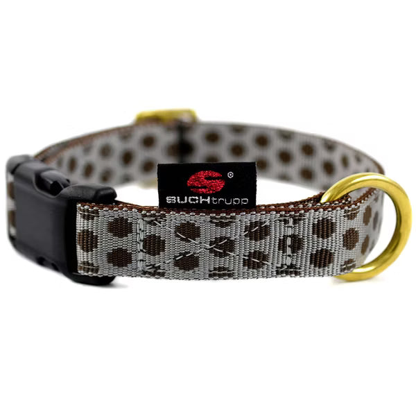 Halsband Dots Brown-Grey medium gold