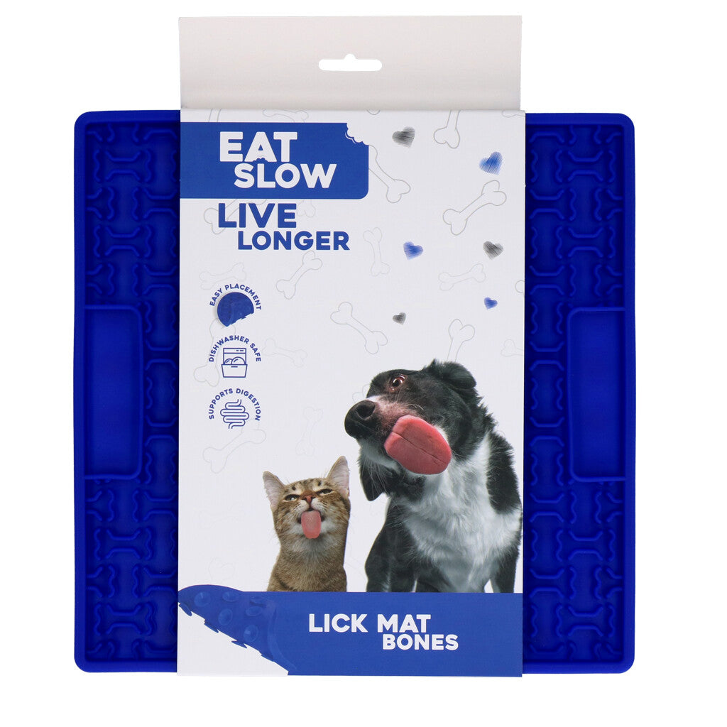 Lick Mat Bones Blau