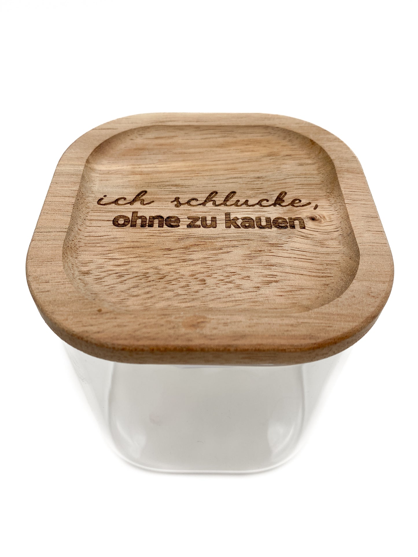 Glas mit Holzdeckel