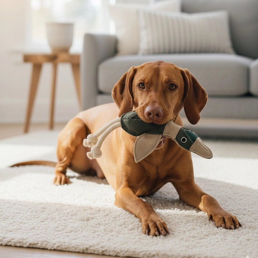 Hundespielzeug aus Leder Ente