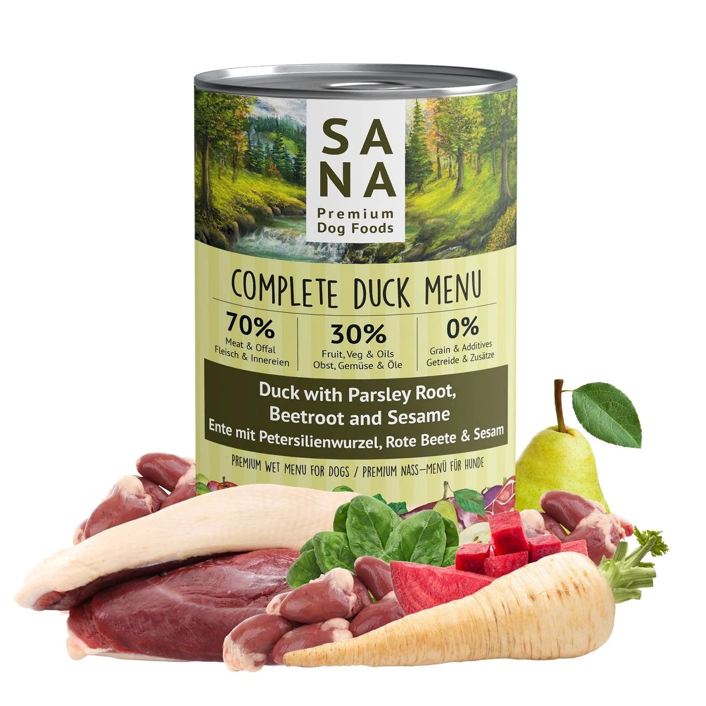 Nass-Menü Ente mit Petersilienwurzel, Rote Beete & Sesam 400g