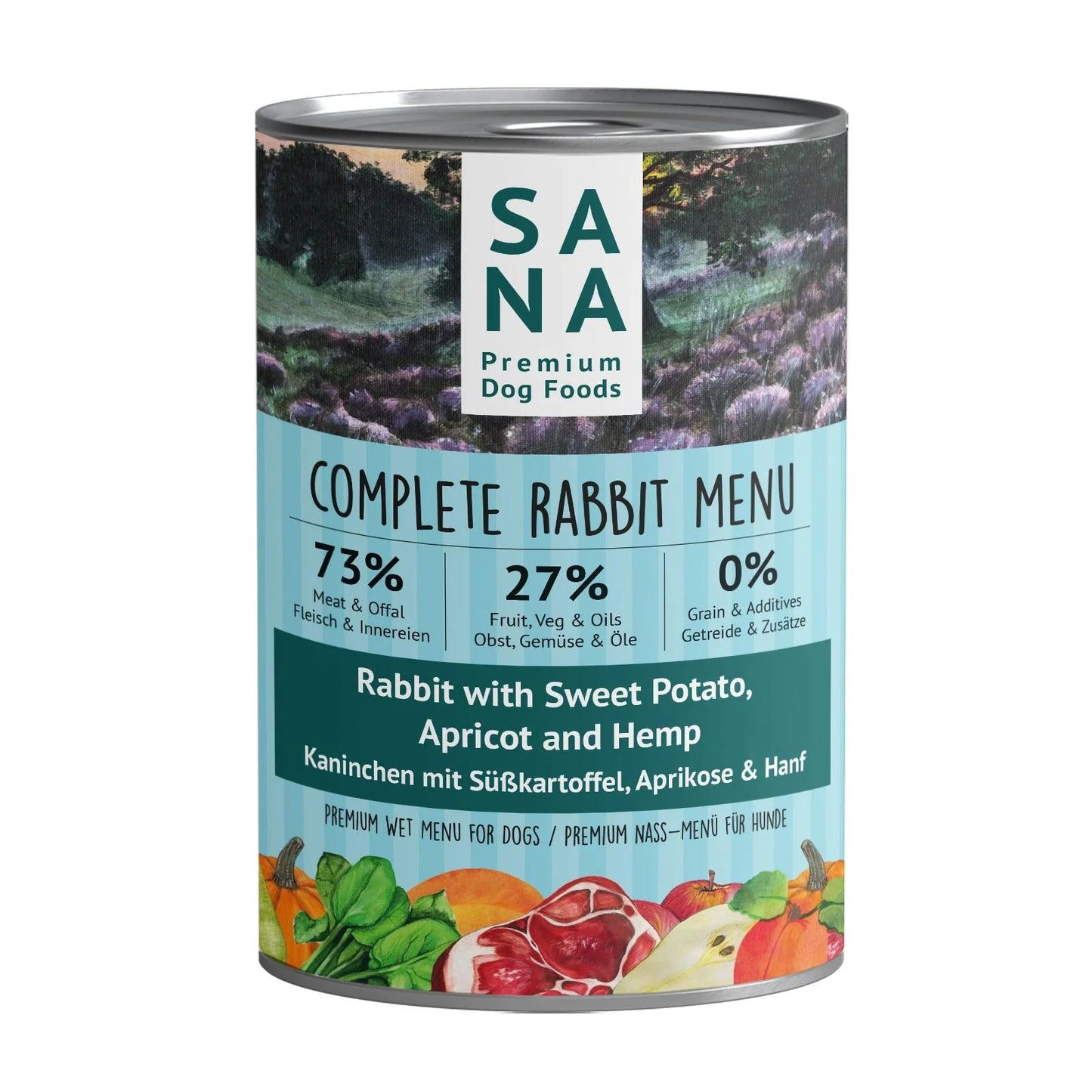 Nass-Menü Kaninchen mit Süßkartoffel, Aprikose & Hanf 400g