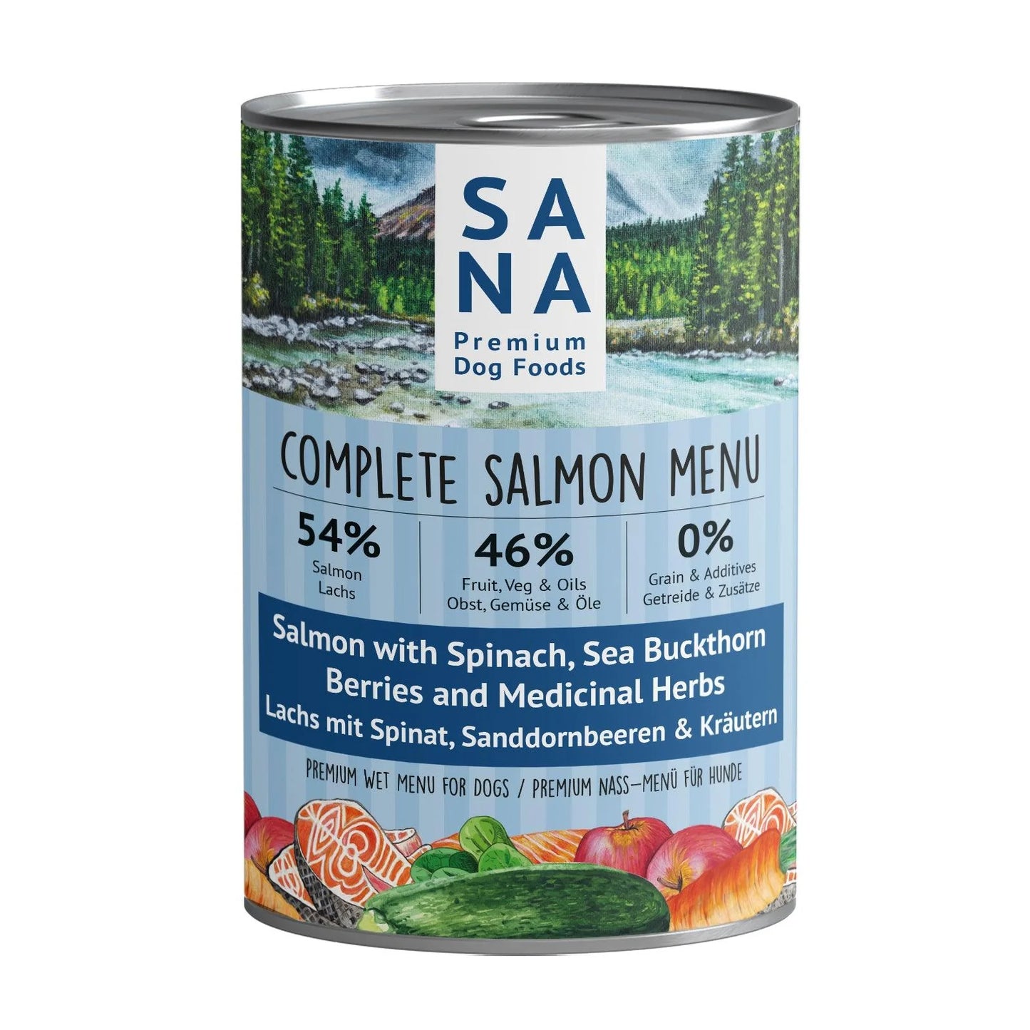 Nass-Menü Lachs mit Spinat, Sanddornbeeren & Kräutern 400g