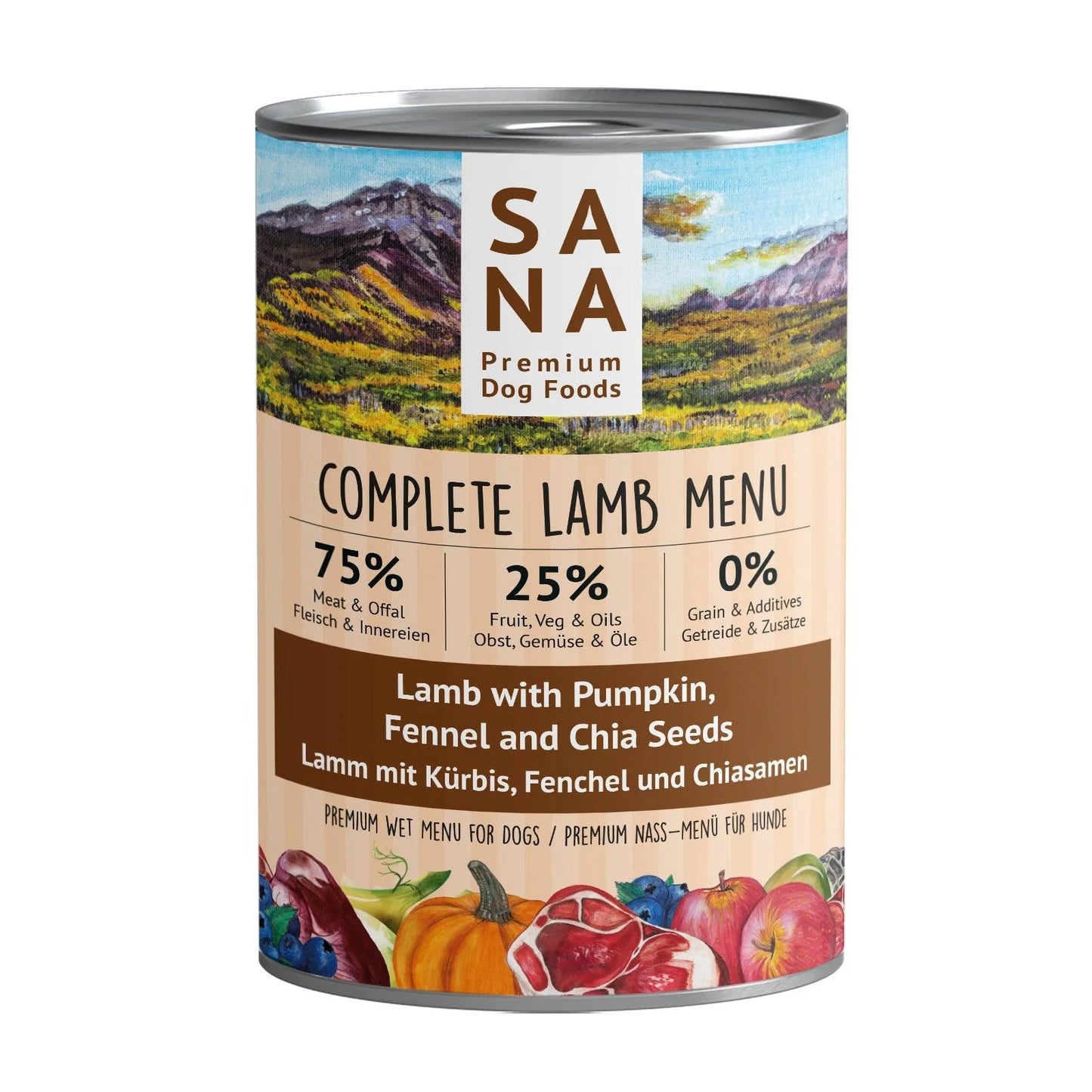 Nass-Menü Lamm mit Kürbis, Fenchel und Chiasamen 400g