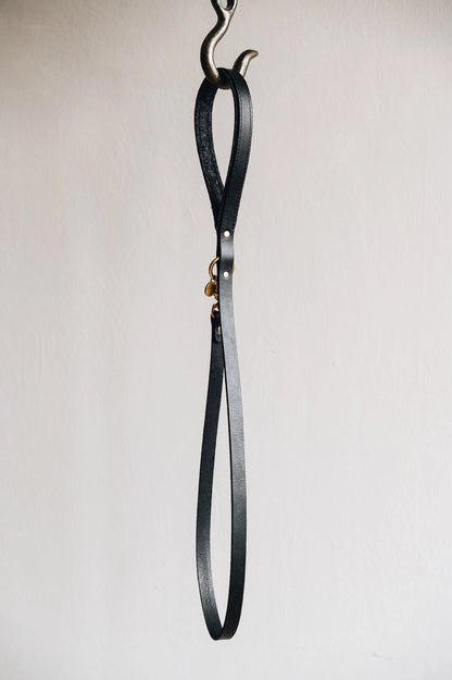 Leichte kurze Lederleine. Schwarz