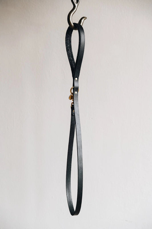 Leichte kurze Lederleine. Schwarz