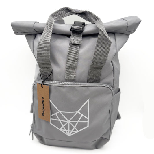 Recycled Mini Twin Handle Roll-Top Rucksack Light Grey
