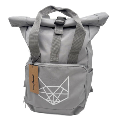 Recycled Mini Twin Handle Roll-Top Rucksack Light Grey