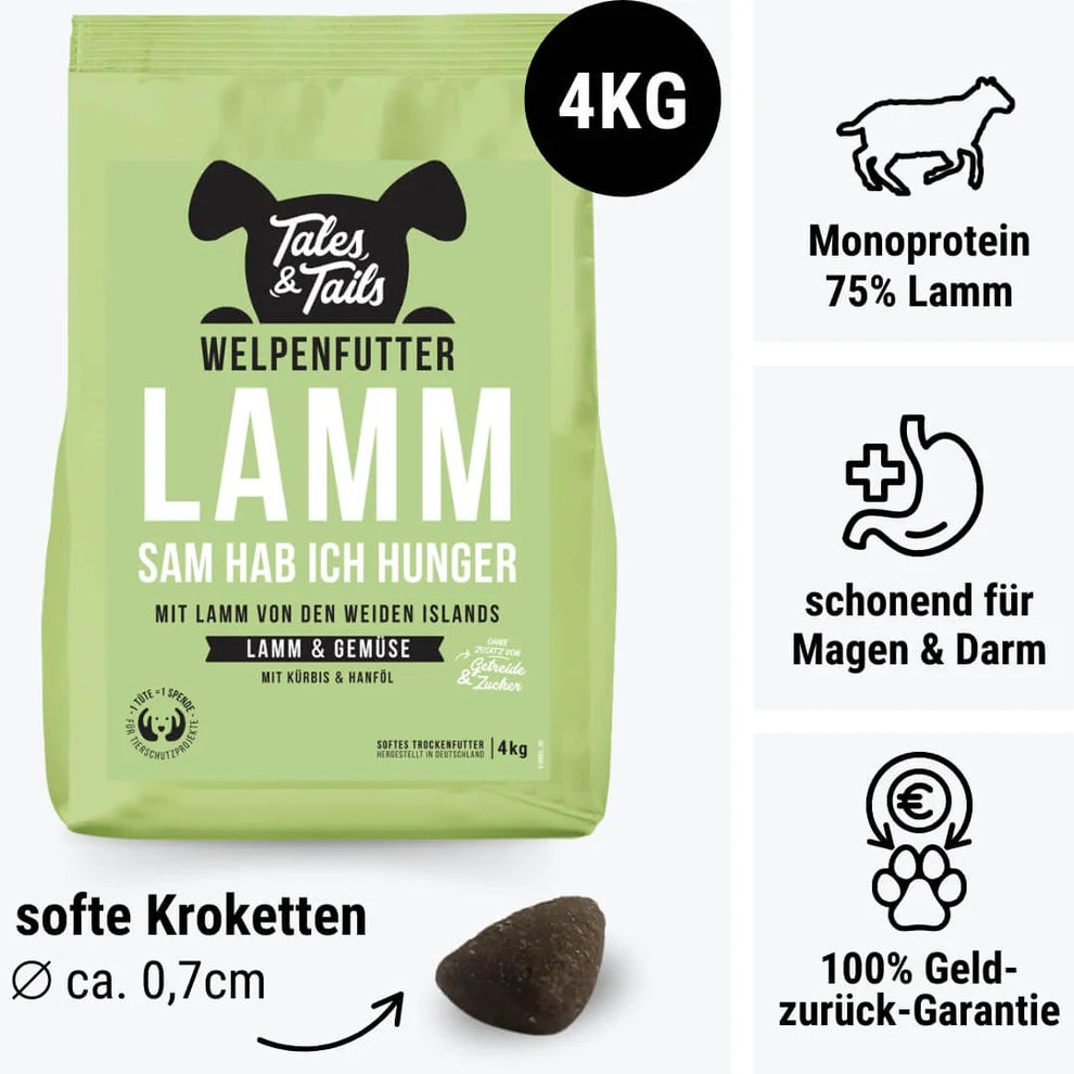 LAMMsam hab ich Hunger - Softes Trockenfutter für Welpen 4kg