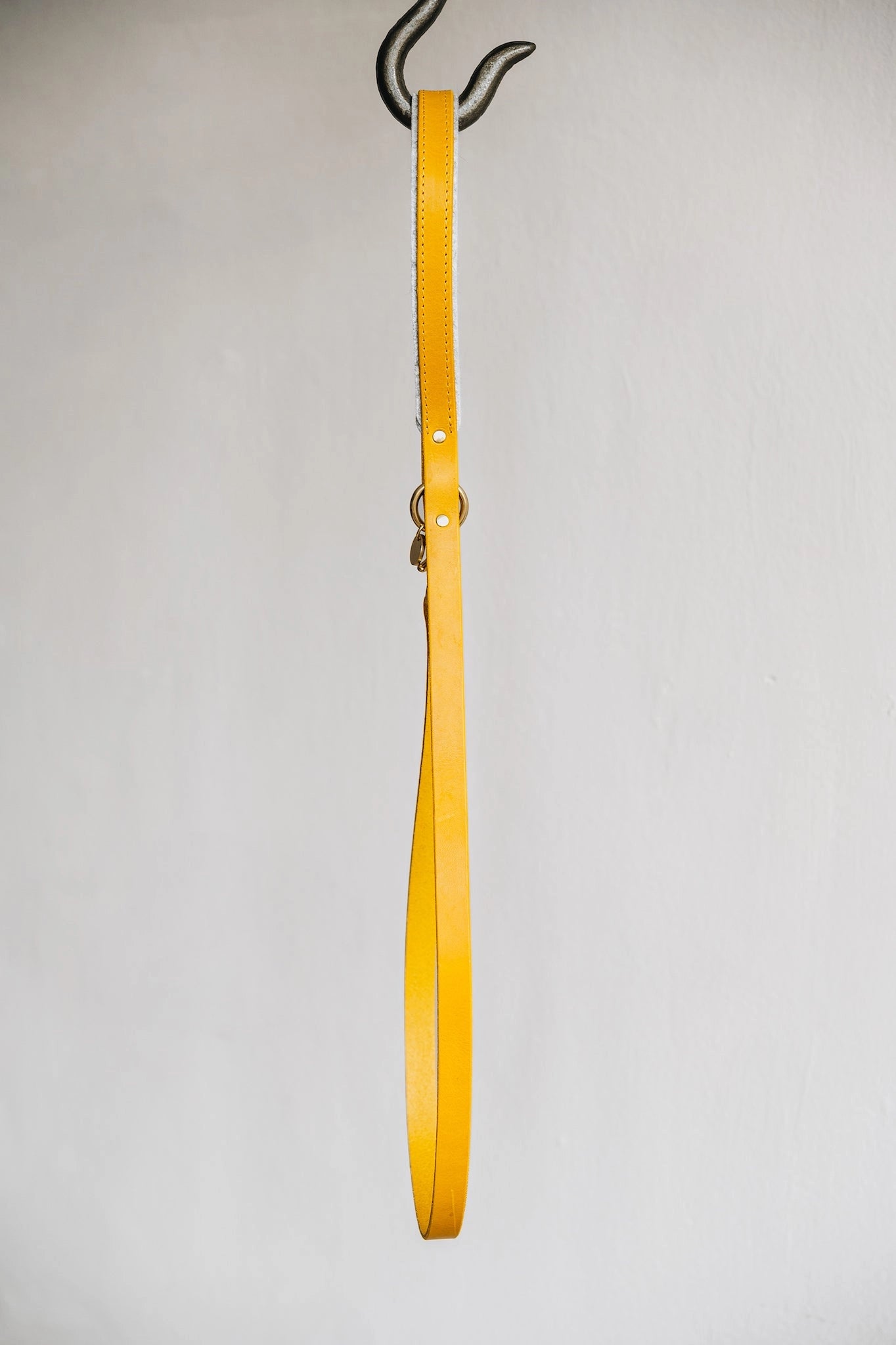 Leichte kurze Lederleine. Gelb