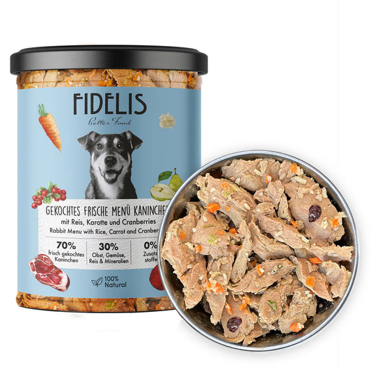 Gekochtes Frische-Menü Kaninchen mit Reis 400g