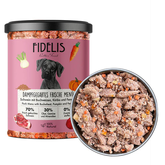 Gekochtes Frische-Menü Schwein mit Buchweizen 400g