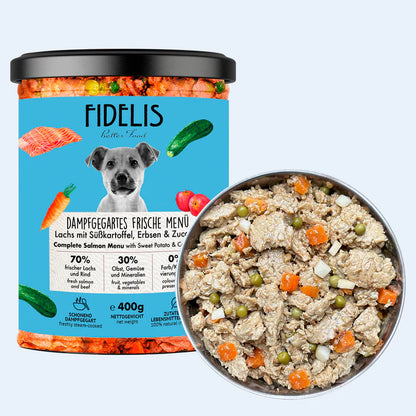 Gekochtes Frische-Menü Lachs mit Süßkartoffel 400g