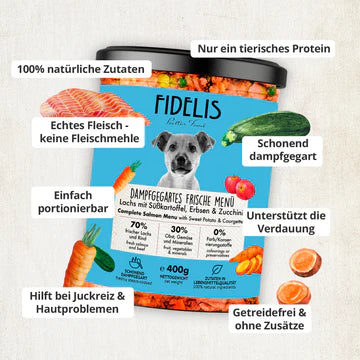 Gekochtes Frische-Menü Lachs mit Süßkartoffel 400g